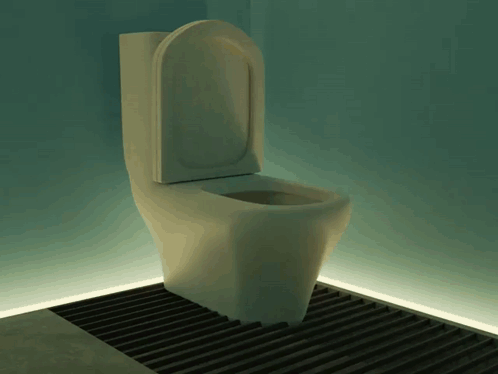 a toilet with the lid up in a bathroom