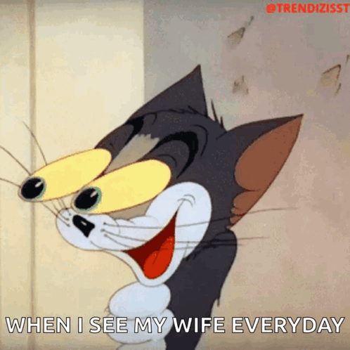 A Tom And Jerry Cartoon With The Caption When I See My Wife Everyday GIF