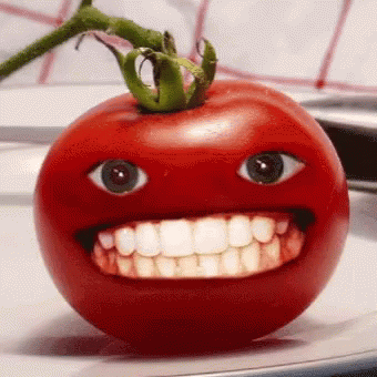 A Tomato With A Big Smile On It GIF