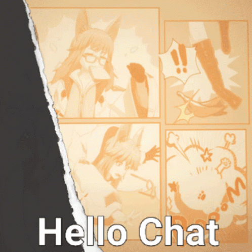 A Torn Piece Of Paper With The Words Hello Chat Written On It GIF
