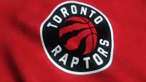 A Toronto Raptors Logo Is On A Red Shirt GIF