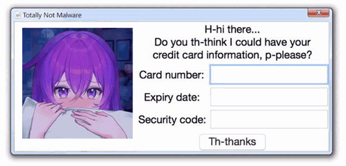 Purple Haired Anime Girl Not Malware Window GIF