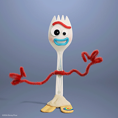 a toy from the movie toy story 4 with a pipe cleaner leg