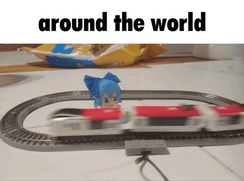 Toy Train Going Around The World GIF