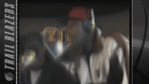A Trail Blazers Advertisement With A Blurry Image Of A Man GIF