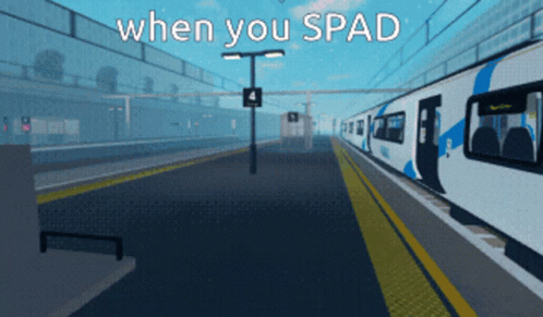 A Train Station With The Words " When You Spad " Written Above It GIF