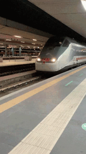 A Train With A Red Circle On The Front Of It GIF