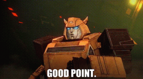 A Transformer Robot Is Saying `` Good Point '' . GIF