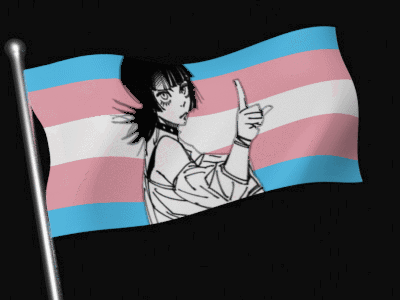 A Transgender Flag With A Girl On It GIF