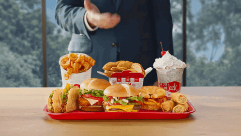A Tray Of Jack In The Box Fast Food Items GIF