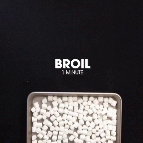 A Tray Of Marshmallows Says Broil 1 Minute GIF