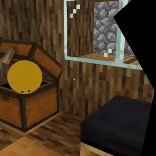 A Treasure Chest In A Minecraft Game With A Gold Coin Inside GIF