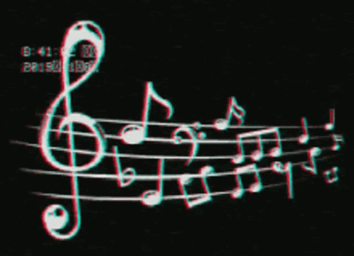 A Treble Clef Is Surrounded By Music Notes And The Time Is 4:41 GIF