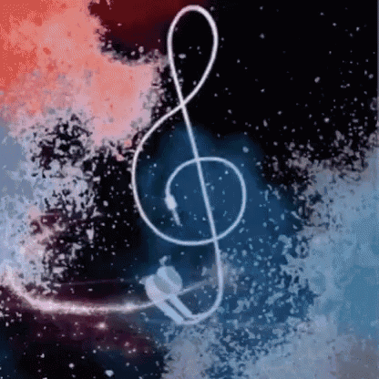 A Treble Clef With A Pair Of Headphones Connected To It GIF