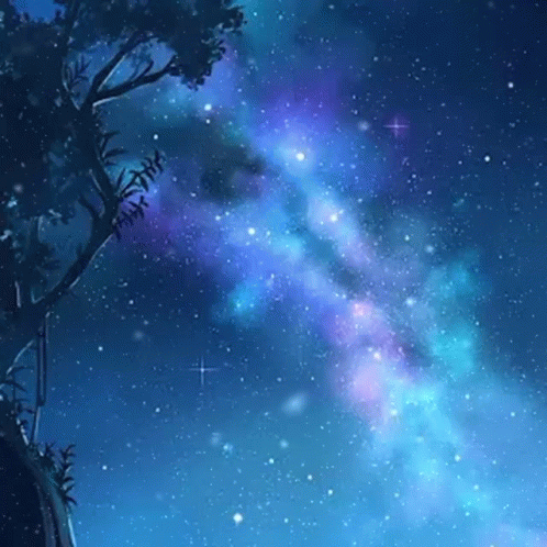A Tree Is Standing In Front Of A Starry Night Sky GIF