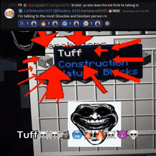 A Troll Face Is Surrounded By Arrows Pointing To A Sign That Says Construction GIF
