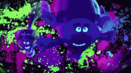 A Troll Is Glowing In The Dark In A Purple And Green Painting . GIF