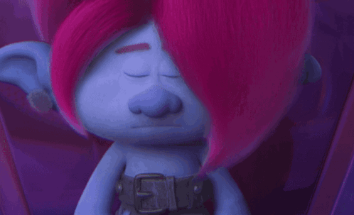A Troll With Pink Hair And A Belt That Says 5 On It GIF