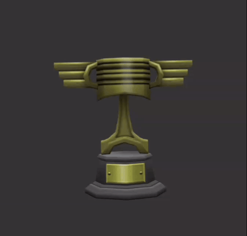 A Trophy That Looks Like A Piston With Wings On Top Of It GIF