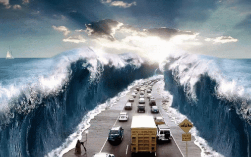 A Truck That Says Pacific Transportation Is Driving Down A Highway GIF