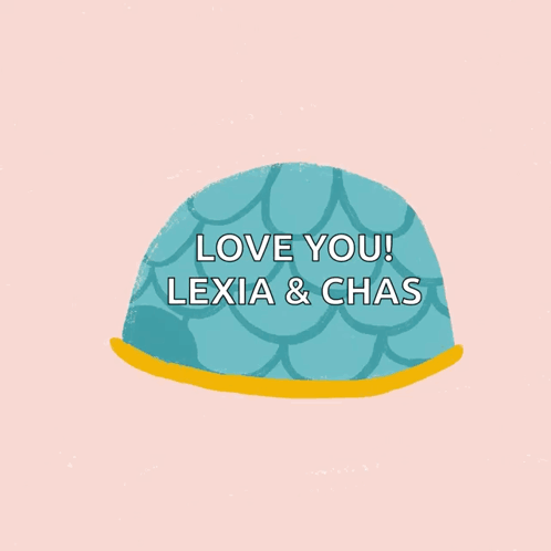 A Turtle Wearing A Santa Hat Says " Belated Love You Lexia & Chas " GIF