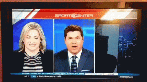 A Tv Screen Shows A Man And A Woman On The Sportscenter GIF
