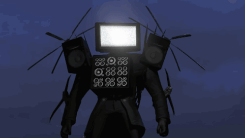 TV Surrounded By Speakers And Wires GIF