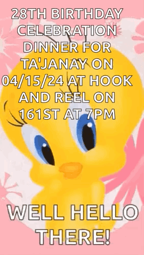 A Tweety Bird Is On A Birthday Invitation GIF