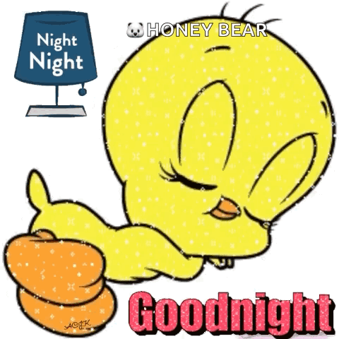 A Tweety Bird Says Goodnight With A Night Night Lamp In The Background GIF