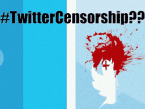 A Twitter Censorship Poster With A Bird With Blood Coming Out Of It GIF