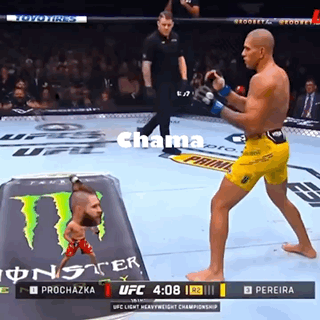 A Ufc Fight Between Prochazka And Pereira Is Being Shown On Tv GIF