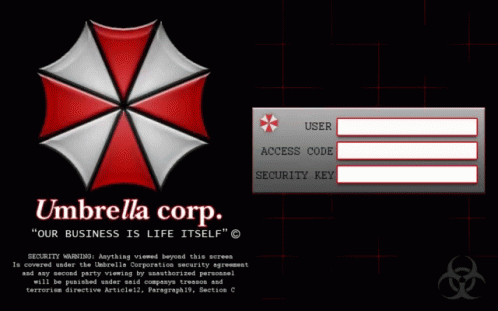 A Umbrella Corp Advertisement With A Red And White Umbrella GIF
