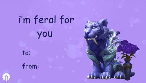 A Valentine 'S Day Card With A Blue Tiger And The Words I 'M Feral For You To From GIF