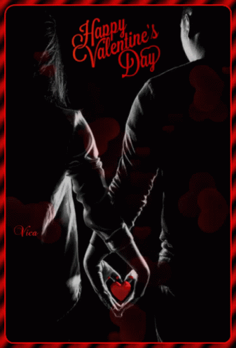 A Valentine 'S Day Greeting Card With A Couple Holding Hands GIF