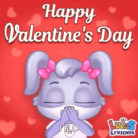 Valentine's Day Card With Rabbit Wearing Face Mask GIF