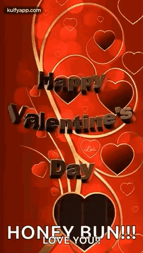 A Valentine 'S Day Greeting Card With Hearts On A Red Background . GIF