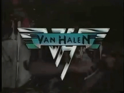 A Van Halen Logo Is Displayed On A Black And White Background GIF