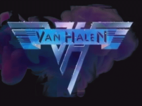 A Van Halen Logo Surrounded By Purple Smoke GIF