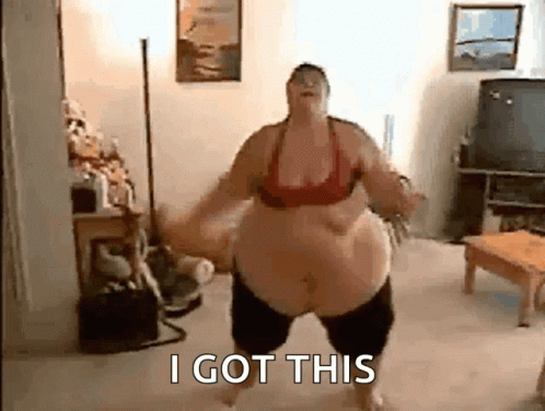 A Very Fat Woman Is Dancing In A Living Room And Says I Got This GIF