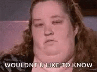 A Very Fat Woman Is Sitting In A Chair With Her Eyes Closed And Says `` Wouldnt U Like To Know '' GIF