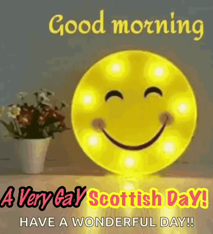 A Very Gay Scottish Day Greeting Card With A Smiley Face GIF