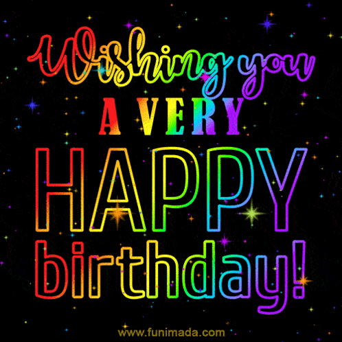 Happy Birthday Card With Rainbow Colors GIF