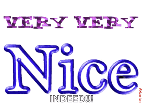 A Very Very Nice Indeed Sign With Purple Letters GIF
