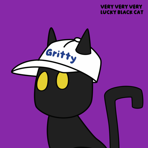 A Very Very Very Lucky Black Cat Wearing A Hat That Says Creative GIF