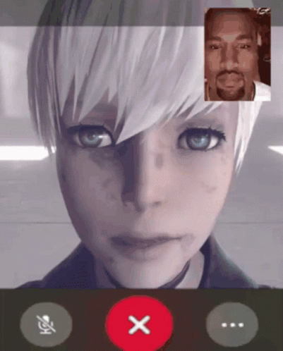 A Video Call Between A Woman And A Man With A Red X In The Corner GIF