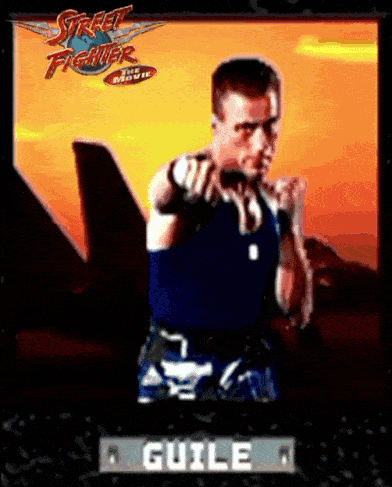 A Video Game Advertisement For Street Fighter Shows Guile GIF