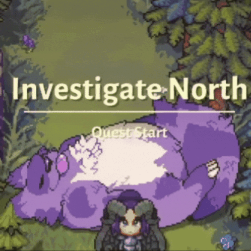 A Video Game Called Investigate North Shows A Purple Monster GIF