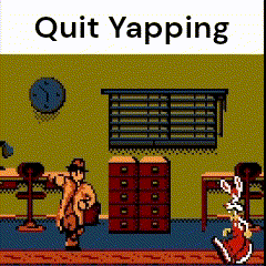 A Video Game Called Quit Yapping With A Rabbit On The Floor GIF