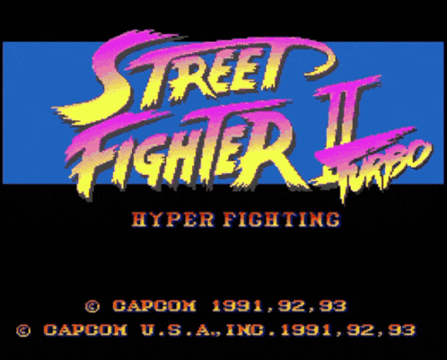 a video game called street fighter ii turbo has a blue background