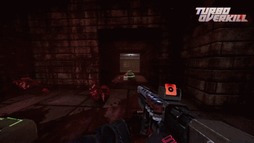 A Video Game Called Turbo Overkill Is Displayed GIF